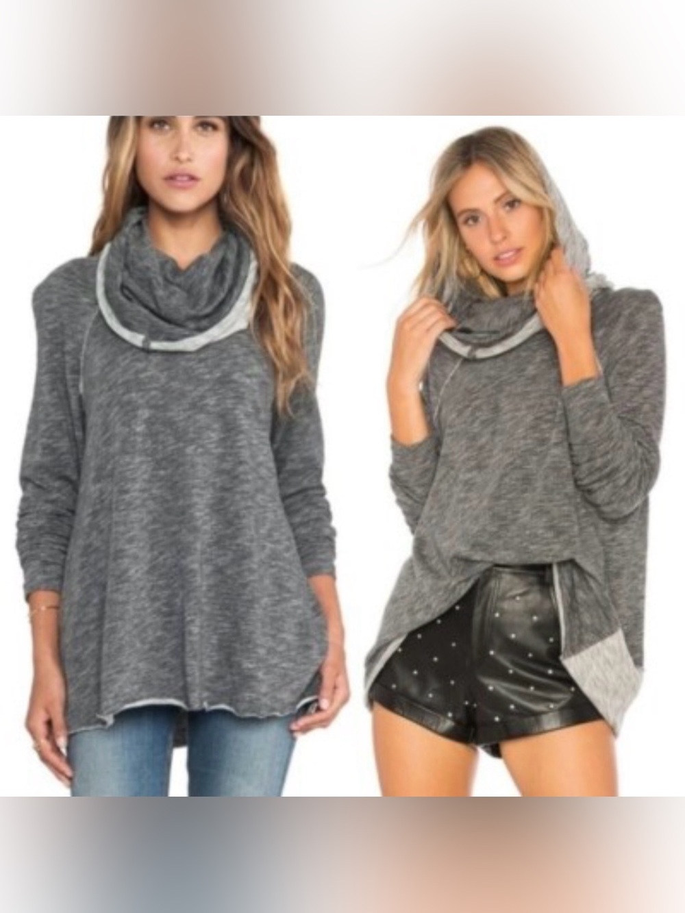 Free People beach Cocoon Cowl Pullover in Charcoal